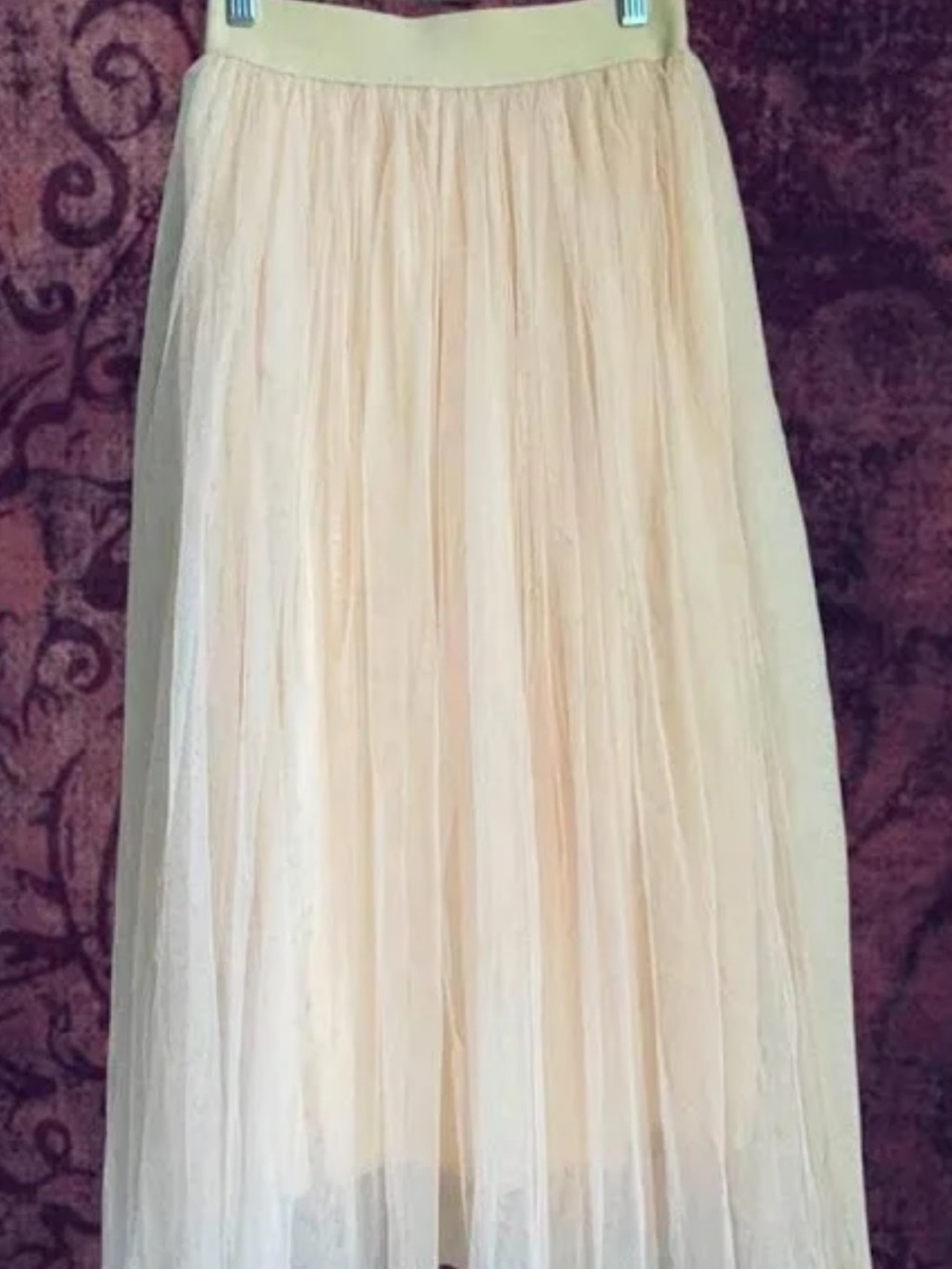 h&m Light Cream Layered Tulle Maxi Skirt